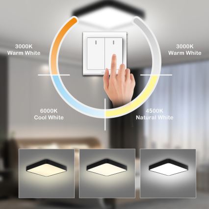Brilagi - LED Φωτιστικό οροφής POOL SQUARE LED/36W/230V 3000/4500/6000K 40x40 cm μαύρο