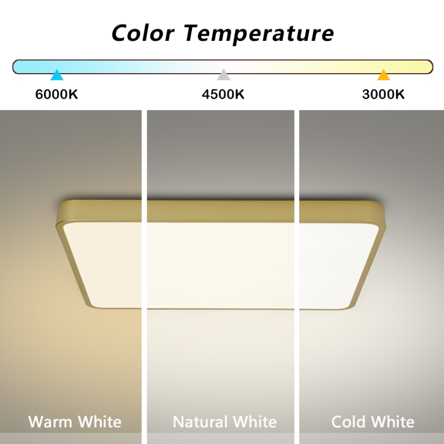 Brilagi - LED φωτιστικό οροφής POOL SQUARE LED/48W/230V 3000/4000/6000K 50x50 cm χρυσό