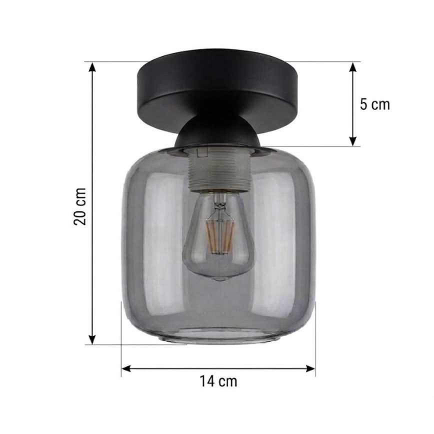BRILAGI - LED φωτιστικό οροφής RETRO GLASS 1xE27/60W/230V Ø 14 cm μαύρο/καπνιστό γκρι