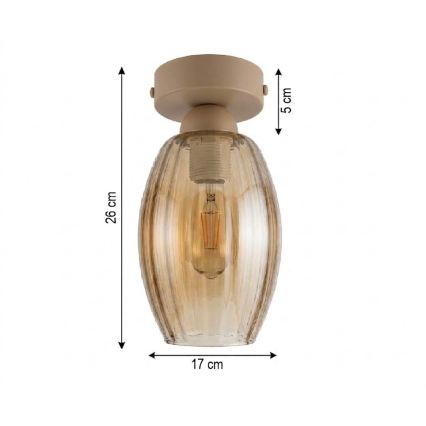 BRILAGI - LED φωτιστικό οροφής RETRO GLASS 1xE27/60W/230V διάμ. 17 cm μπεζ/καπνιστό μπεζ
