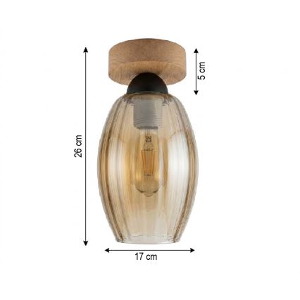 BRILAGI - LED Φωτιστικό οροφής RETRO GLASS 1xE27/60W/230V διάμ. 17 cm δρυς/καπνιστό μπεζ