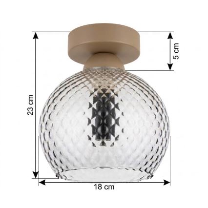 BRILAGI - Φωτιστικό οροφής LED RETRO GLASS 1xE27/60W/230V Ø 18 cm μπεζ/καπνιστό γκρι