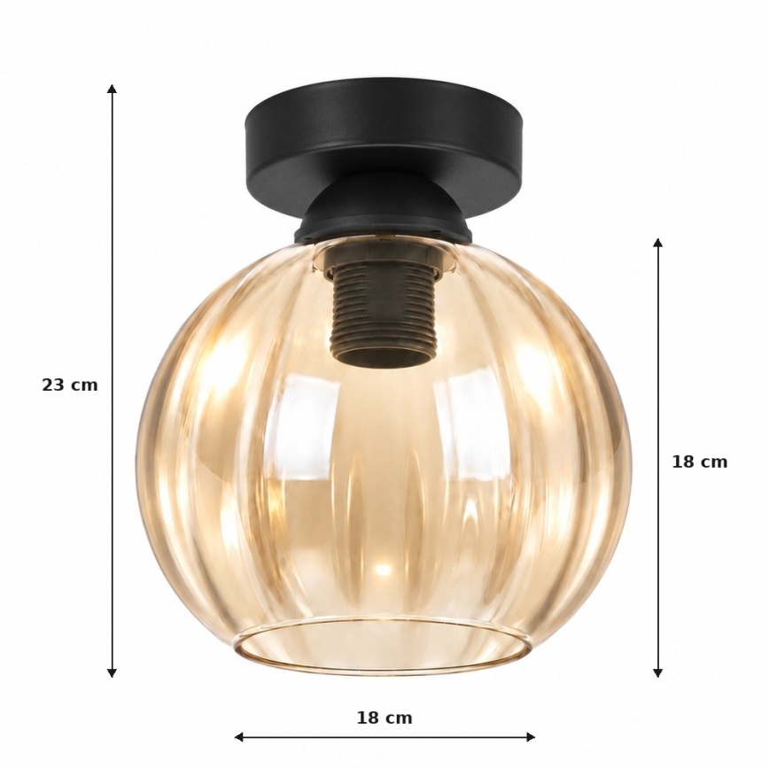 BRILAGI - LED Φωτιστικό οροφής RETRO GLASS 1xE27/60W/230V διάμ. 18 cm μαύρο/καπνιστό μπεζ