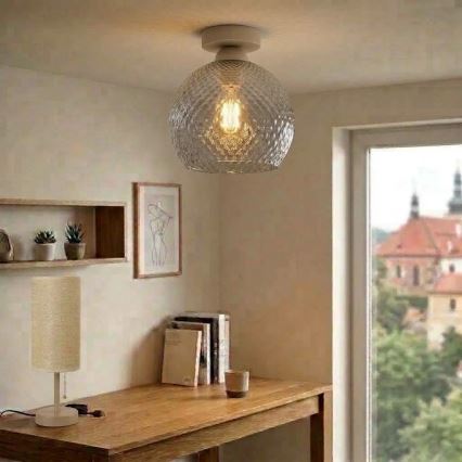 BRILAGI - LED φωτιστικό οροφής RETRO GLASS 1xE27/60W/230V Ø 25 cm μπεζ/καπνιστό γκρι