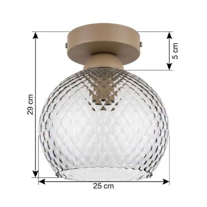 BRILAGI - LED φωτιστικό οροφής RETRO GLASS 1xE27/60W/230V Ø 25 cm μπεζ/καπνιστό γκρι