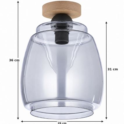 BRILAGI - LED Φωτιστικό οροφής RETRO GLASS 1xE27/60W/230V Ø 26 εκ. δρυς/καπνιστό γκρι