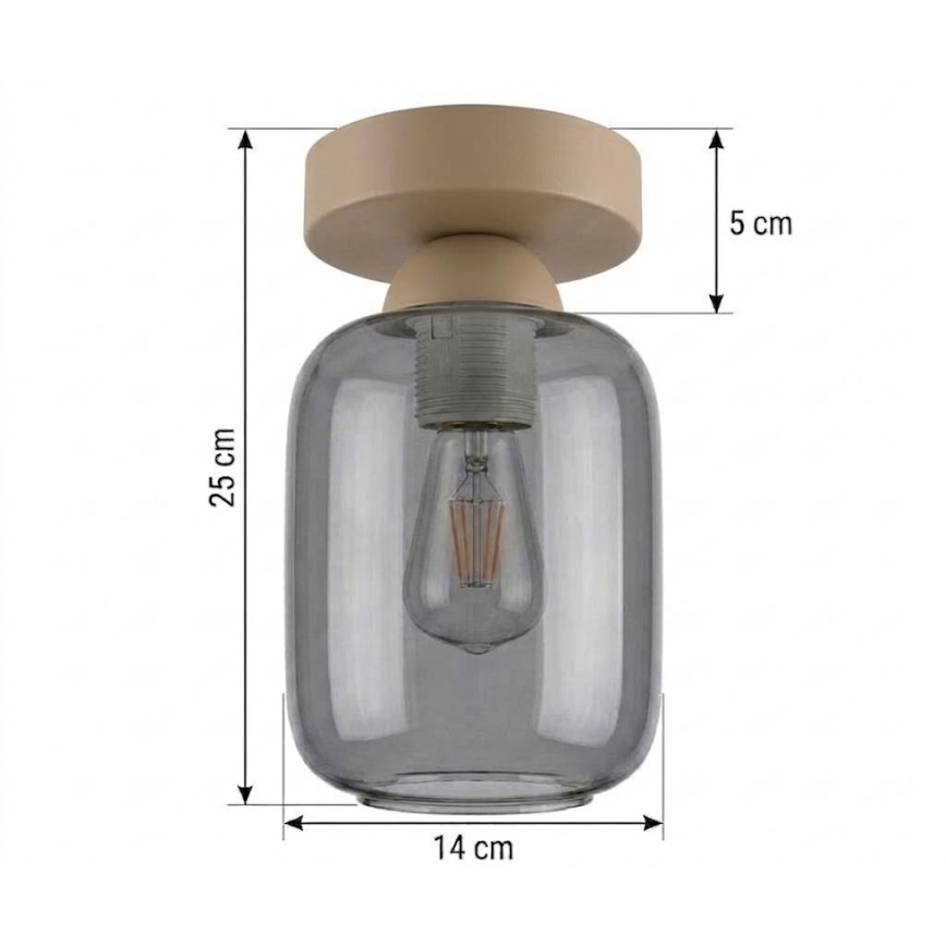 BRILAGI - Φωτιστικό οροφής LED RETRO GLASS 1xE27/60W/230V διάμ. 14 cm μπεζ/καπνιστό γκρι