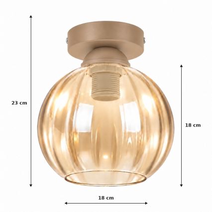 BRILAGI - LED φωτιστικό οροφής RETRO GLASS 1xE27/60W/230V Ø 18 εκ. μπεζ/καπνιστό μπεζ