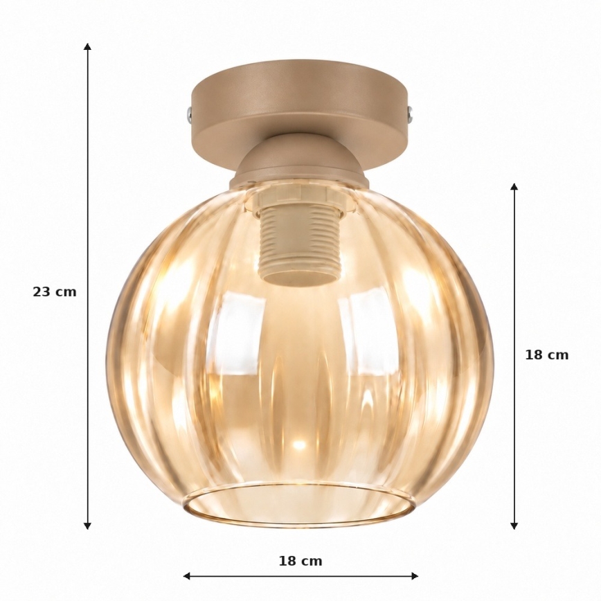 BRILAGI - LED φωτιστικό οροφής RETRO GLASS 1xE27/60W/230V Ø 18 εκ. μπεζ/καπνιστό μπεζ