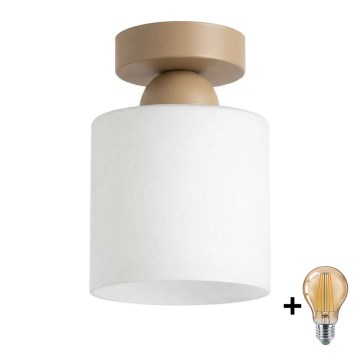 BRILAGI - LED φωτιστικό οροφής RETRO GLASS 1xE27/60W/230V Ø 10 cm μπεζ/λευκό