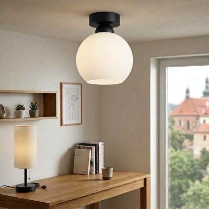 BRILAGI - LED Φωτιστικό οροφής RETRO GLASS 1xE27/60W/230V Ø 15 cm μαύρο/λευκό