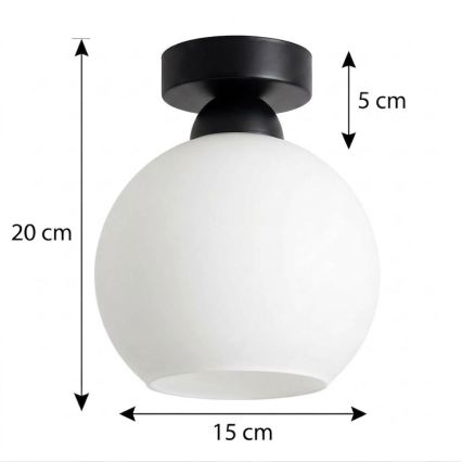 BRILAGI - LED Φωτιστικό οροφής RETRO GLASS 1xE27/60W/230V Ø 15 cm μαύρο/λευκό