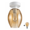 BRILAGI - LED Φωτιστικό οροφής RETRO GLASS 1xE27/60W/230V Ø 17 cm λευκό/καπνιστό μπεζ