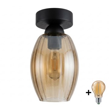 BRILAGI - LED φωτιστικό οροφής RETRO GLASS 1xE27/60W/230V Ø 17 cm μαύρο/καπνιστό μπεζ
