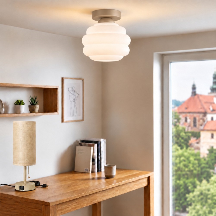 BRILAGI - LED Φωτιστικό οροφής RETRO GLASS 1xE27/60W/230V Ø 20 εκ. μπεζ/λευκό