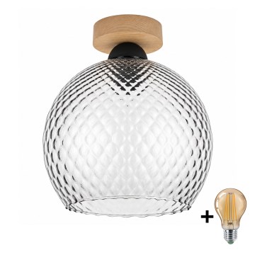 BRILAGI - LED Φωτιστικό οροφής RETRO GLASS 1xE27/60W/230V Ø 25 cm δρυς/καπνιστό γκρι