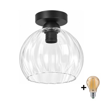 BRILAGI - LED Φωτιστικό οροφής RETRO GLASS 1xE27/60W/230V Ø 25 cm μαύρο/διάφανο