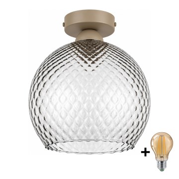 BRILAGI - LED φωτιστικό οροφής RETRO GLASS 1xE27/60W/230V Ø 25 cm μπεζ/καπνιστό γκρι