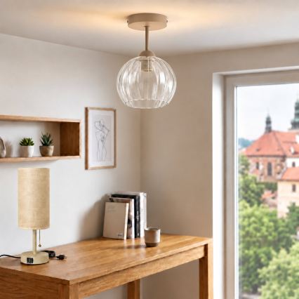 BRILAGI - LED φωτιστικό οροφής RETRO GLASS 1xE27/60W/230V Ø 25 cm μπεζ/διάφανο