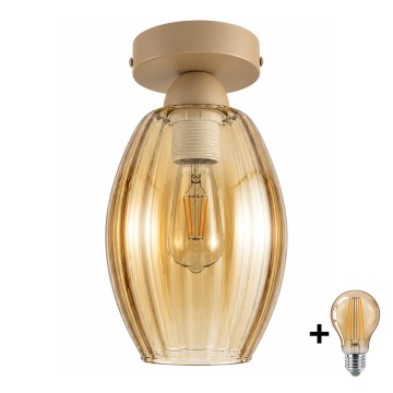 BRILAGI - LED φωτιστικό οροφής RETRO GLASS 1xE27/60W/230V διάμ. 17 cm μπεζ/καπνιστό μπεζ