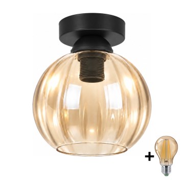 BRILAGI - LED Φωτιστικό οροφής RETRO GLASS 1xE27/60W/230V διάμ. 18 cm μαύρο/καπνιστό μπεζ