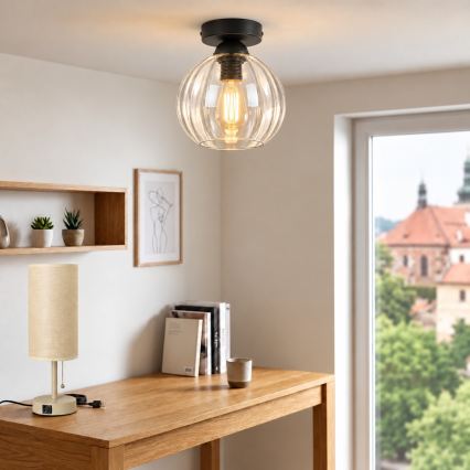 BRILAGI - LED Φωτιστικό οροφής RETRO GLASS 1xE27/60W/230V διάμ. 18 cm μαύρο/διάφανο