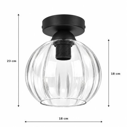 BRILAGI - LED Φωτιστικό οροφής RETRO GLASS 1xE27/60W/230V διάμ. 18 cm μαύρο/διάφανο
