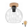 BRILAGI - LED Φωτιστικό οροφής RETRO GLASS 1xE27/60W/230V διάμ. 25 cm δρυς/διάφανο