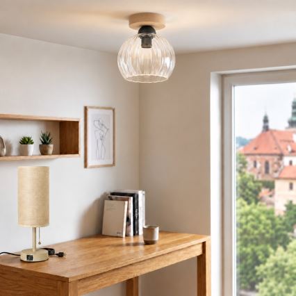 BRILAGI - LED Φωτιστικό οροφής RETRO GLASS 1xE27/60W/230V διάμ. 25 cm δρυς/διάφανο