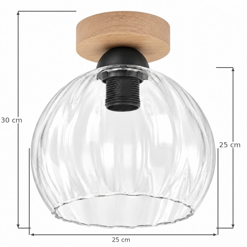 BRILAGI - LED Φωτιστικό οροφής RETRO GLASS 1xE27/60W/230V διάμ. 25 cm δρυς/διάφανο
