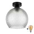 BRILAGI - LED Φωτιστικό οροφής RETRO GLASS 1xE27/60W/230V διάμ. 25 cm μαύρο/καπνιστό γκρι