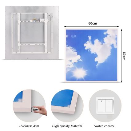 Brilagi - LED φωτιστικό οροφής SLIMFRAME SKY LED/58W/230V 60x60 cm ασημί/μπλε