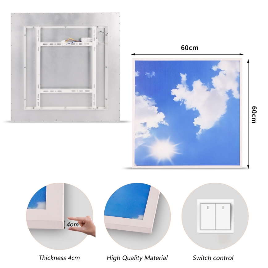 Brilagi - LED φωτιστικό οροφής SLIMFRAME SKY LED/58W/230V 60x60 cm ασημί/μπλε