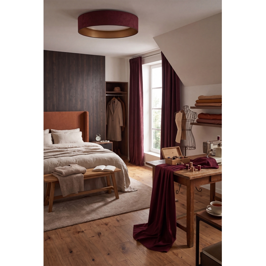 Brilagi - Φωτιστικό οροφής VELVET SIMPLE LED/24W/230V 4000K Ø 45 cm μπορντό/χρυσό