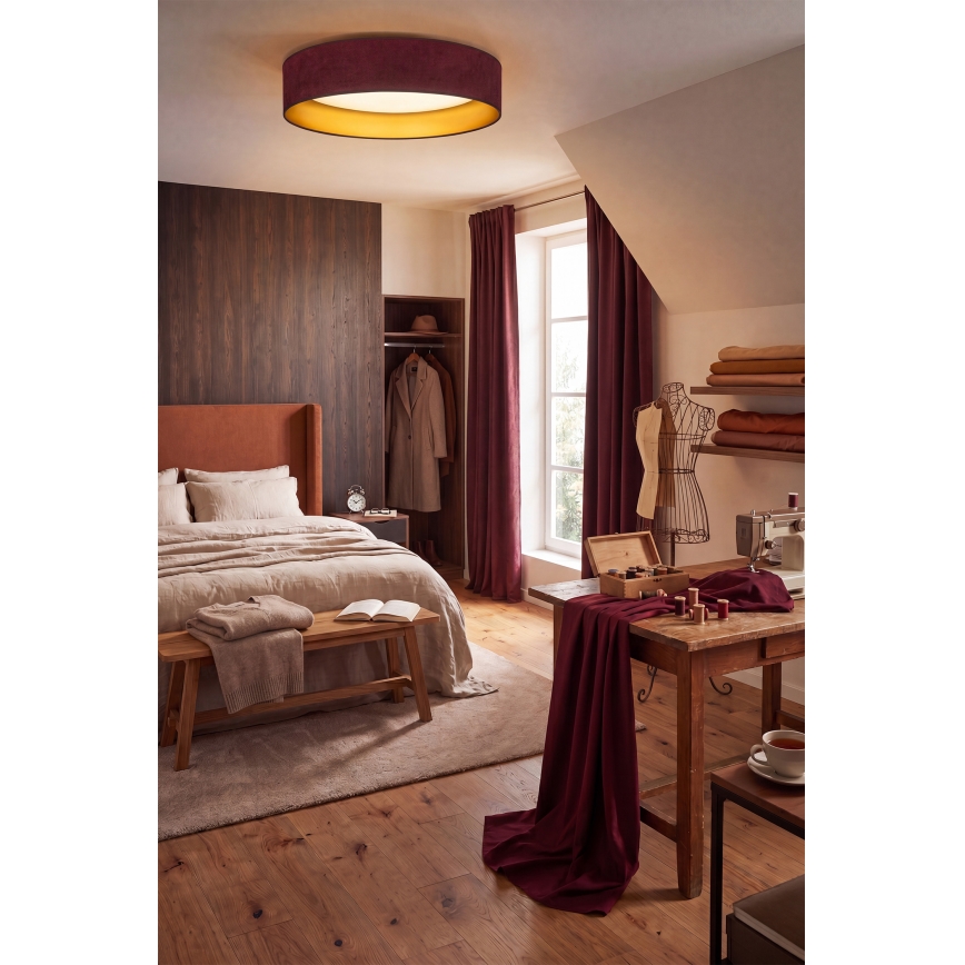 Brilagi - LED φωτιστικό οροφής VELVET SIMPLE LED/36W/230V 3000K Ø 55 cm μπορντό/χρυσό
