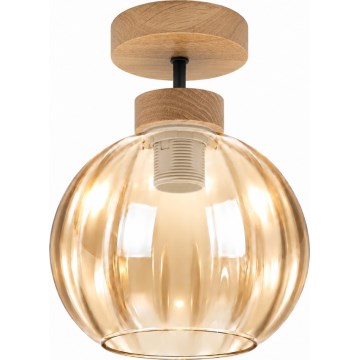 BRILAGI - LED φωτιστικό οροφής εφαρμοστό RETRO GLASS 1xE27/60W/230V Ø 18 cm δρυς/καπνιστό μπεζ