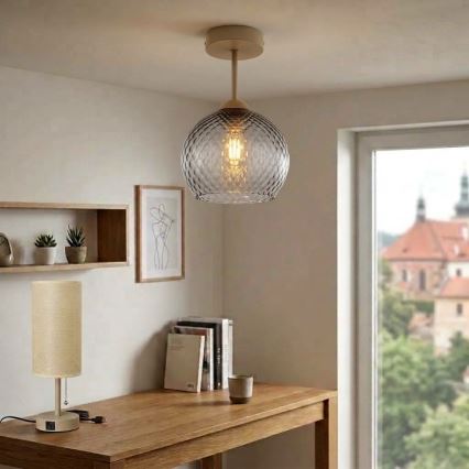 BRILAGI - LED Επιφανειακό φωτιστικό οροφής RETRO GLASS 1xE27/60W/230V Ø 25 cm μπεζ/καπνιστό γκρι