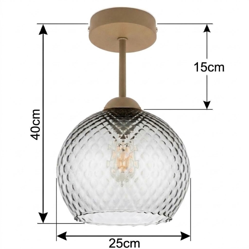 BRILAGI - LED Επιφανειακό φωτιστικό οροφής RETRO GLASS 1xE27/60W/230V Ø 25 cm μπεζ/καπνιστό γκρι