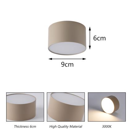 Brilagi - Φωτιστικό οροφής μπάνιου FORIS LED/9W/230V, Ø 9 cm, μπεζ, IP44, CRI 90