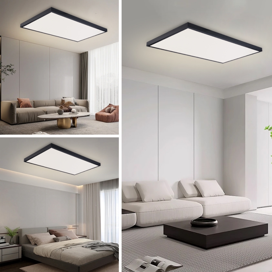 Brilagi - LED φωτιστικό οροφής μπάνιου FRAME LED/96W/230V 120x60 cm 3000/4000/6000K IP44 μαύρο