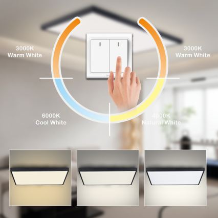 Brilagi - LED φωτιστικό οροφής μπάνιου FRAME LED/96W/230V 120x60 cm 3000/4000/6000K IP44 μαύρο