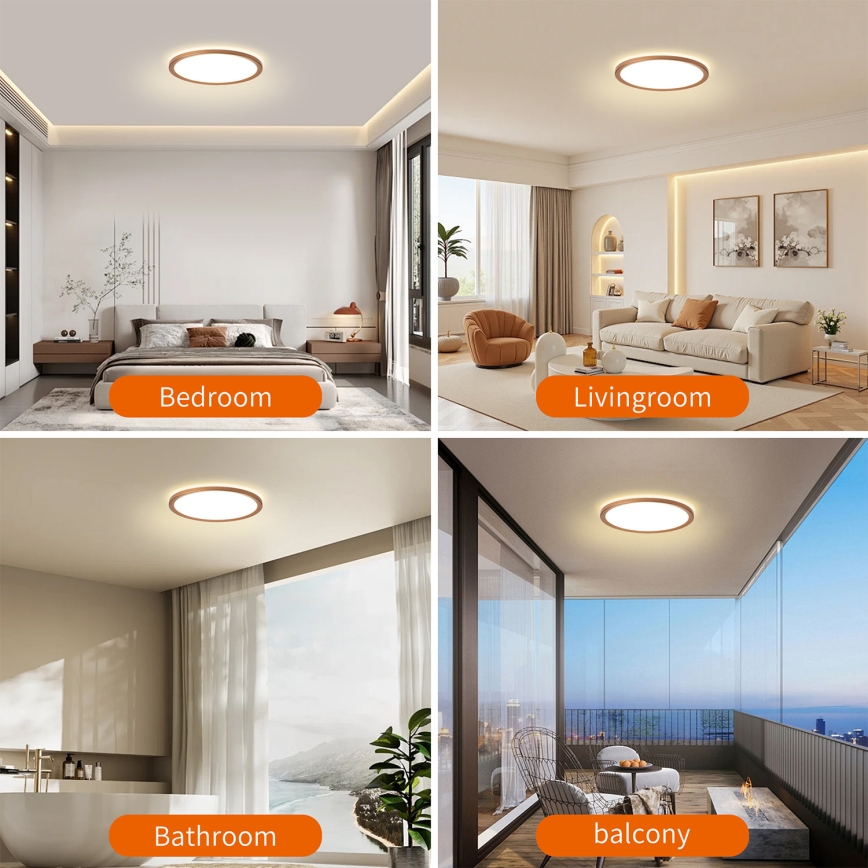 Brilagi - LED Φωτιστικό οροφής μπάνιου ULTRA SLIM LED/12W/230V Ø22,5 cm ροζ χρυσό IP54