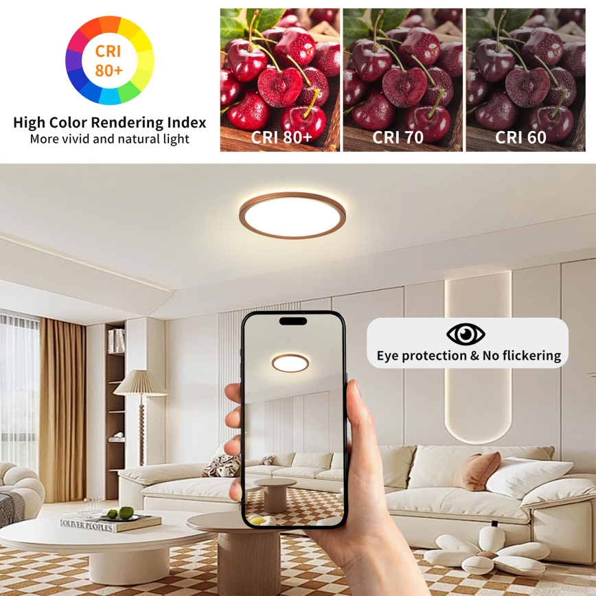 Brilagi - LED Φωτιστικό οροφής μπάνιου ULTRA SLIM LED/12W/230V Ø22,5 cm ροζ χρυσό IP54