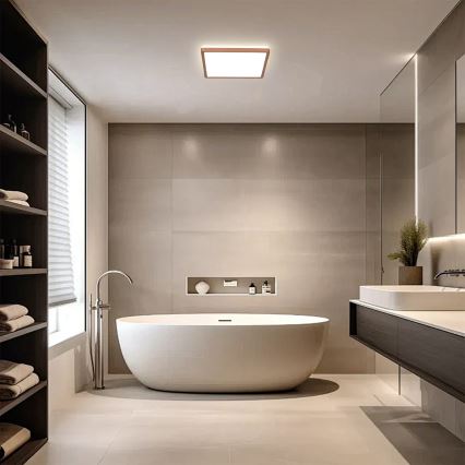 Brilagi - LED Φωτιστικό οροφής μπάνιου ULTRA SLIM LED/18W/230V 30x30 cm ροζ χρυσό IP54