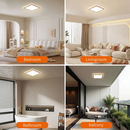 Brilagi - LED Φωτιστικό οροφής μπάνιου ULTRA SLIM LED/18W/230V 30x30 cm ροζ χρυσό IP54