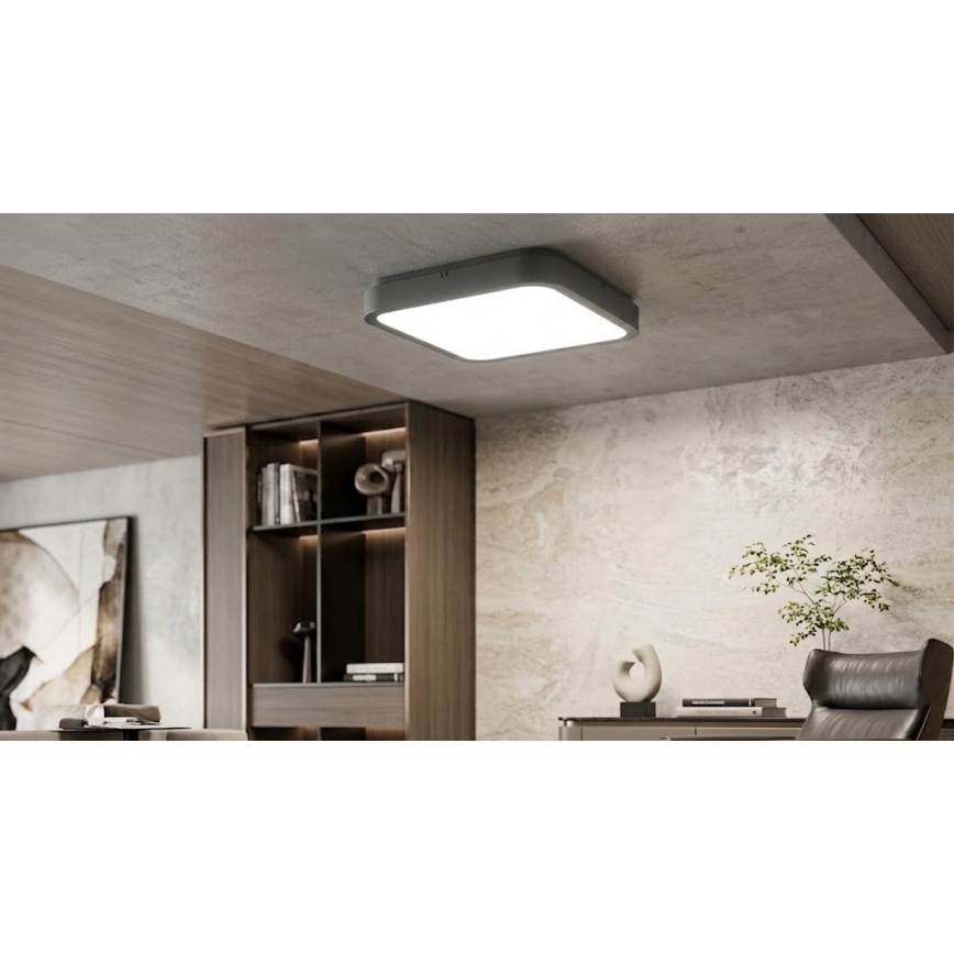 BRILAGI - Φωτιστικό οροφής μπάνιου LED με αισθητήρα ZENNA LED/18W/230V 28,5x28,5 cm IP44 ανθρακί + τηλεχειριστήριο