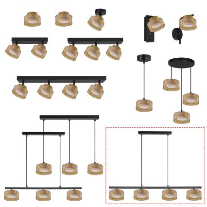 Brilagi - LED Φωτιστικό οροφής με καλώδιο AURA LUX 4xGX53/30W/230V μαύρο/χρυσό