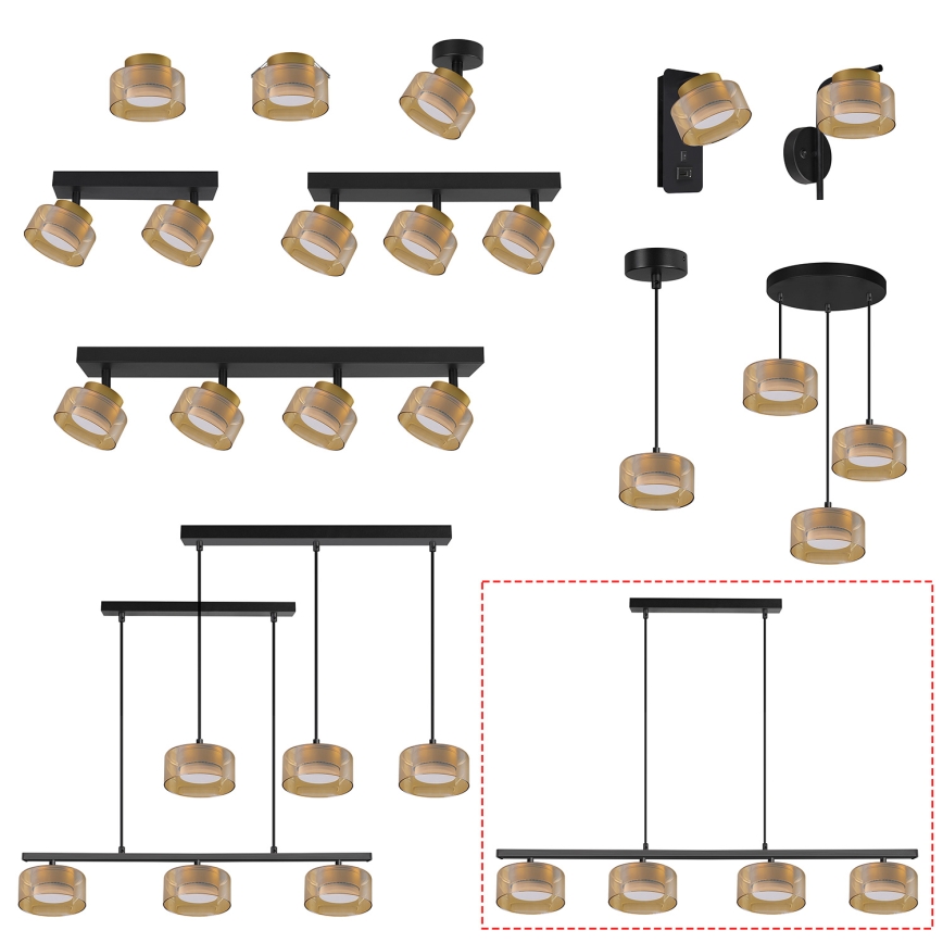 Brilagi - LED Φωτιστικό οροφής με καλώδιο AURA LUX 4xGX53/30W/230V μαύρο/χρυσό