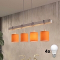 Brilagi - LED φωτιστικό οροφής με καλώδιο NUBILA 4xE27/60W/230V γκρι/πορτοκαλί