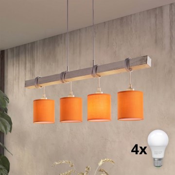 Brilagi - LED φωτιστικό οροφής με καλώδιο NUBILA 4xE27/60W/230V γκρι/πορτοκαλί